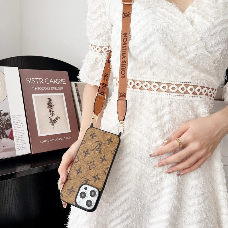 Luxus barna Crossbody iPhone tok
