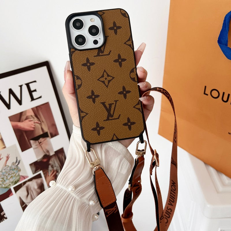Luxus barna Crossbody iPhone tok