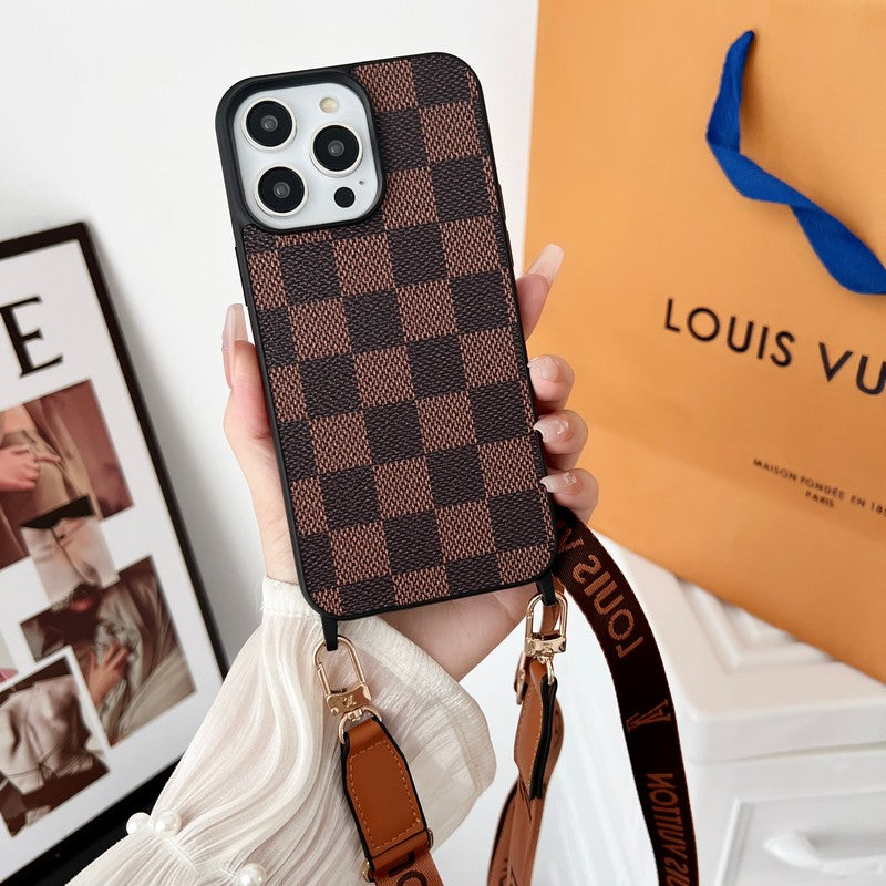 Luxus barna Crossbody iPhone tok
