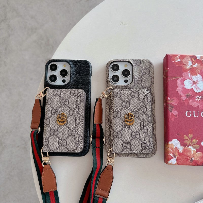 プレミアム カード バッグ クロスボディ クラシック iPhone ケース