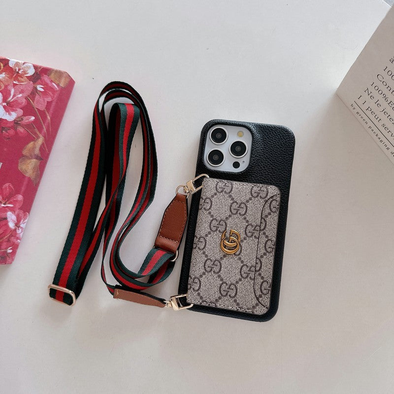 プレミアム カード バッグ クロスボディ クラシック iPhone ケース