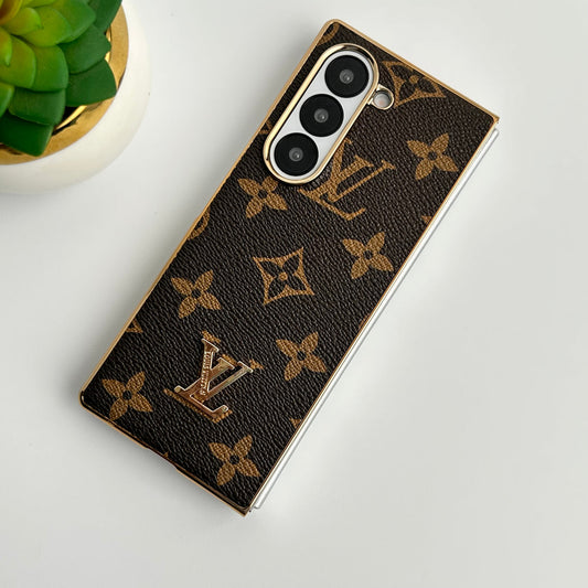 Samsung Galaxy Z Fold 6 Luxury επίχρυση δερμάτινη θήκη