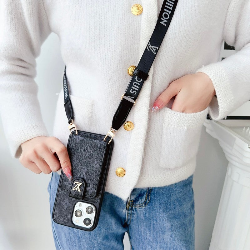 Luxus fekete & fehér Crossbody Card Bag iPhone tok