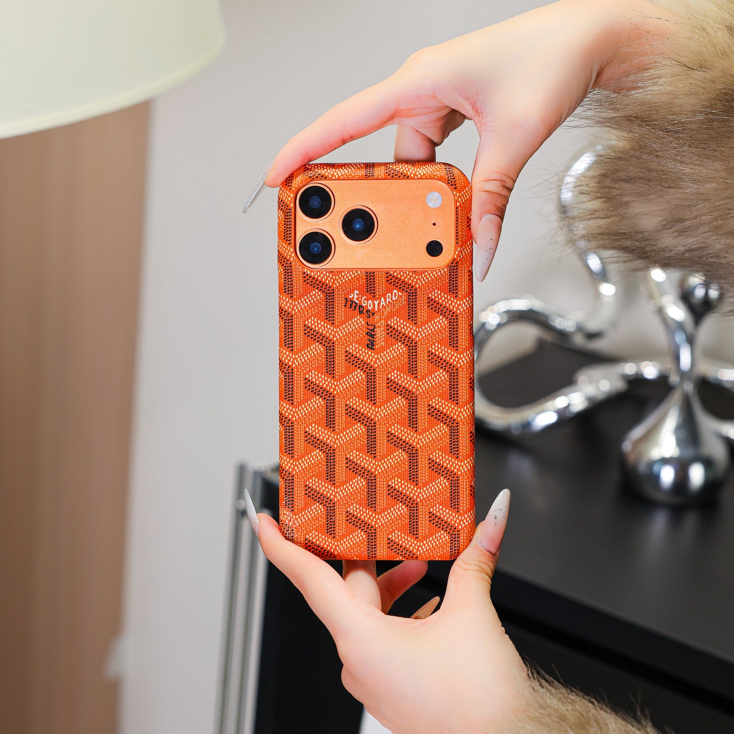 Luxus texturált narancssárga iPhone-tok – Ütésálló, stílusos védőburkolat
