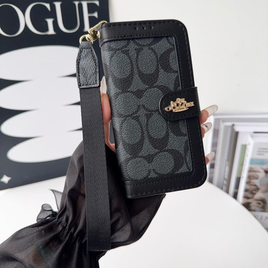 CO luxus mintás pénztárca iPhone tok kártyatartóval és szíjjal
