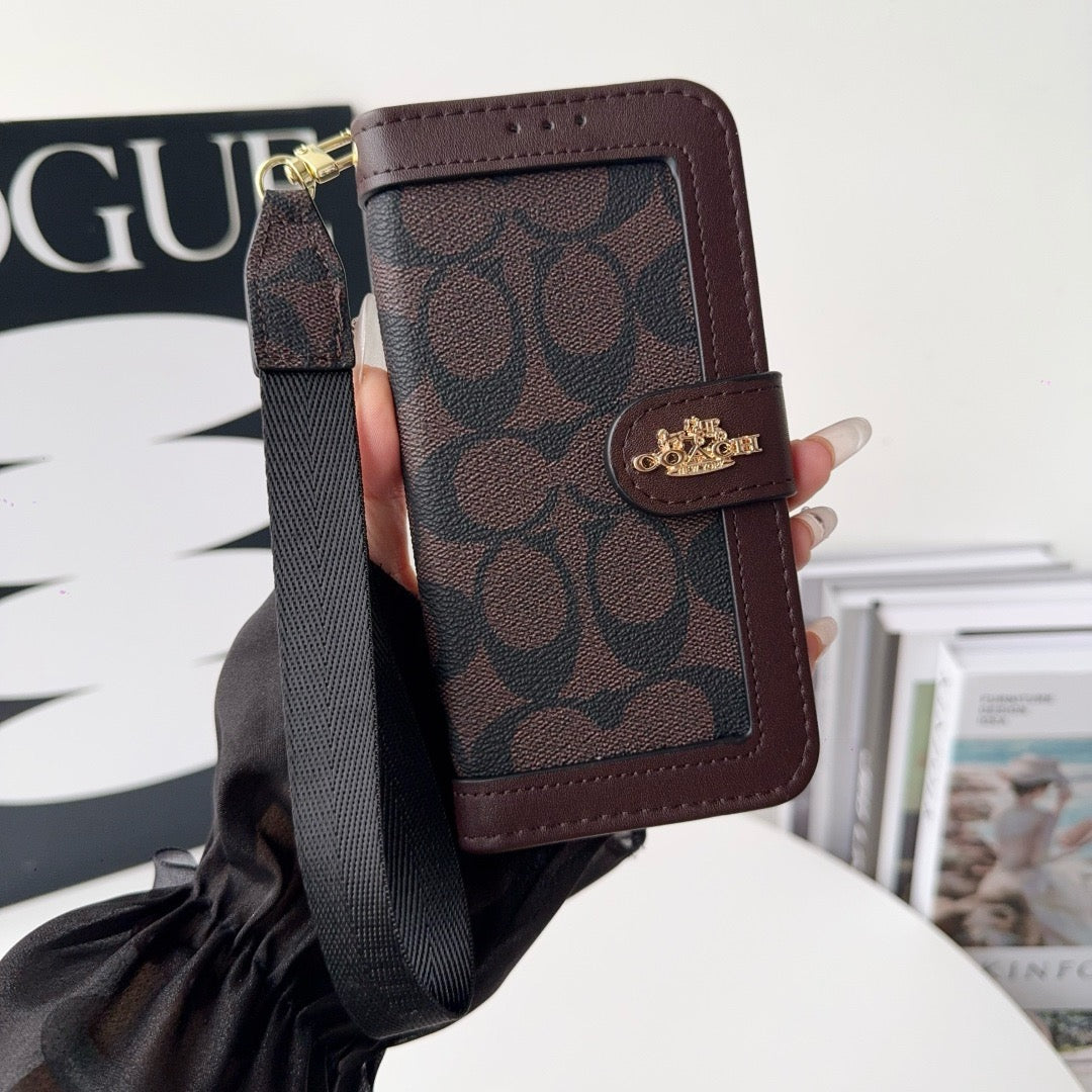 CO luxus mintás pénztárca iPhone tok kártyatartóval és szíjjal