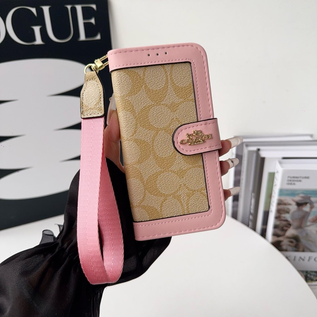 CO luxus mintás pénztárca iPhone tok kártyatartóval és szíjjal