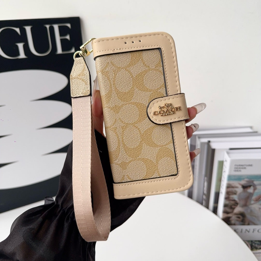 CO luxus mintás pénztárca iPhone tok kártyatartóval és szíjjal