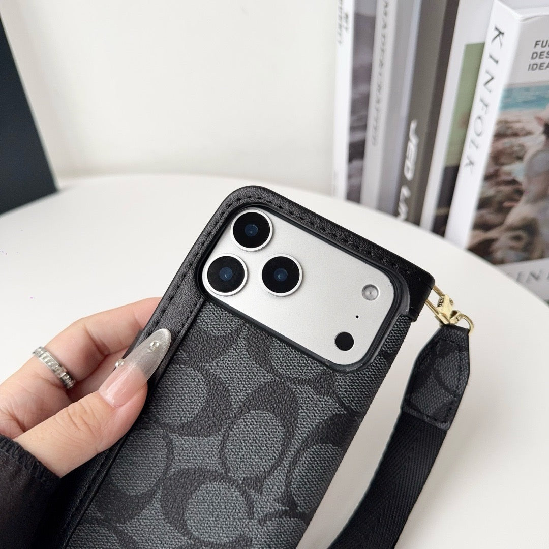 CO luxus mintás pénztárca iPhone tok kártyatartóval és szíjjal