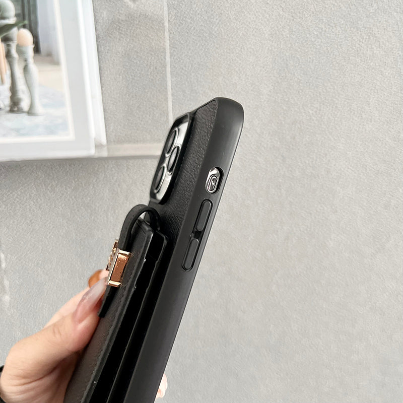 Hカードバッグ スカーフ レザーiPhoneケース