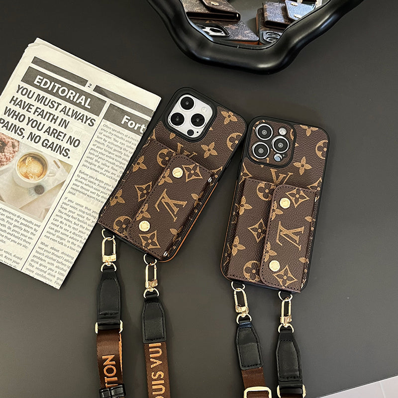 Lyxig kortväska Kedja Brunt iPhonefodral