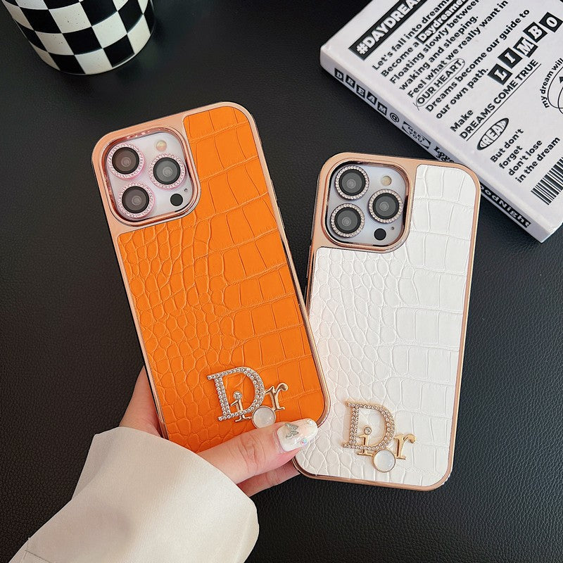 ファッション ダイヤモンド ロゴ ローズゴールド iPhone ケース