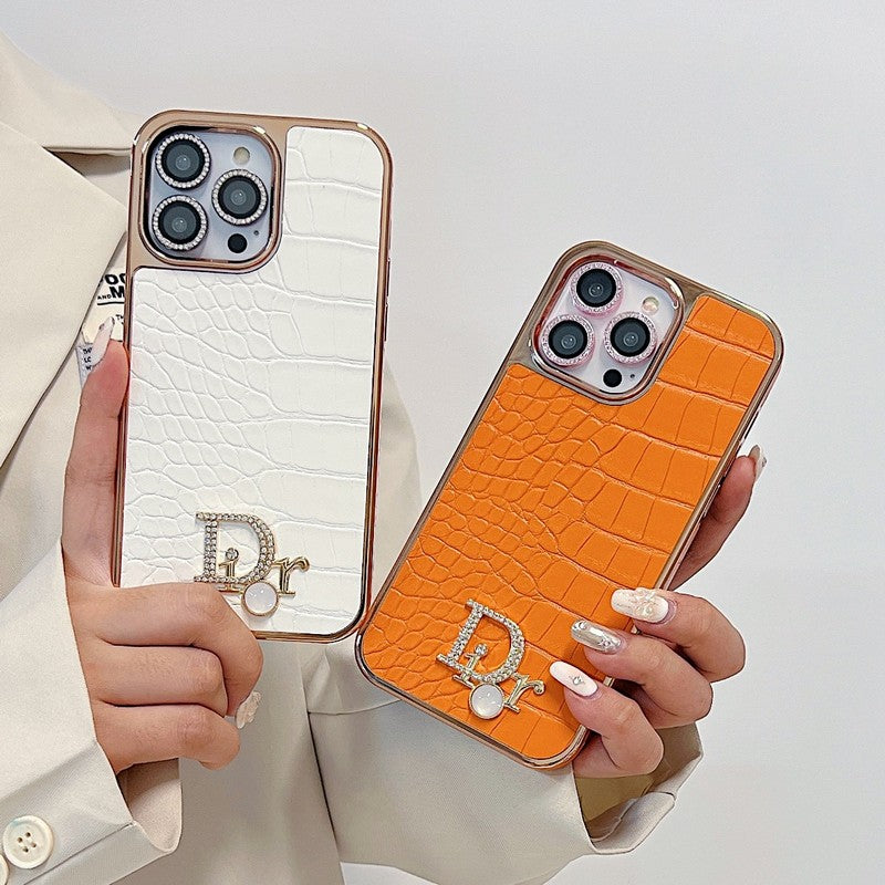 ファッション ダイヤモンド ロゴ ローズゴールド iPhone ケース