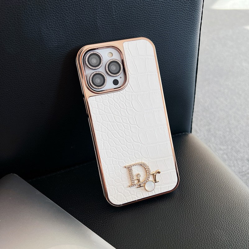 ファッション ダイヤモンド ロゴ ローズゴールド iPhone ケース
