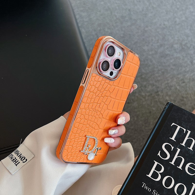 ファッション ダイヤモンド ロゴ ローズゴールド iPhone ケース