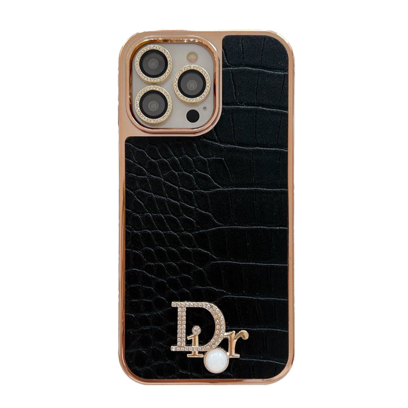 ファッション ダイヤモンド ロゴ ローズゴールド iPhone ケース
