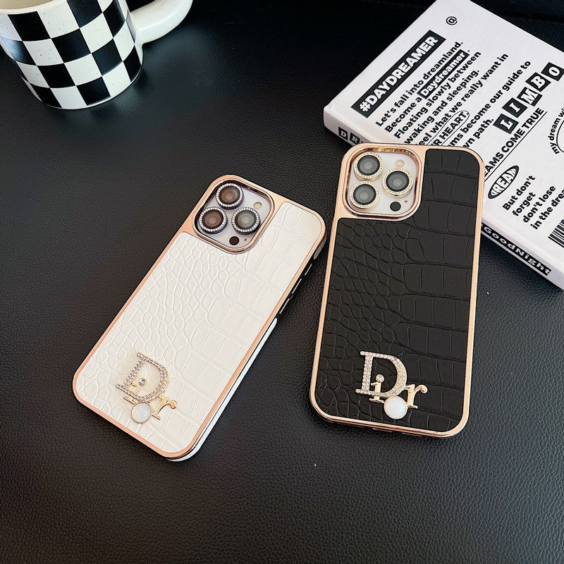 ファッション ダイヤモンド ロゴ ローズゴールド iPhone ケース