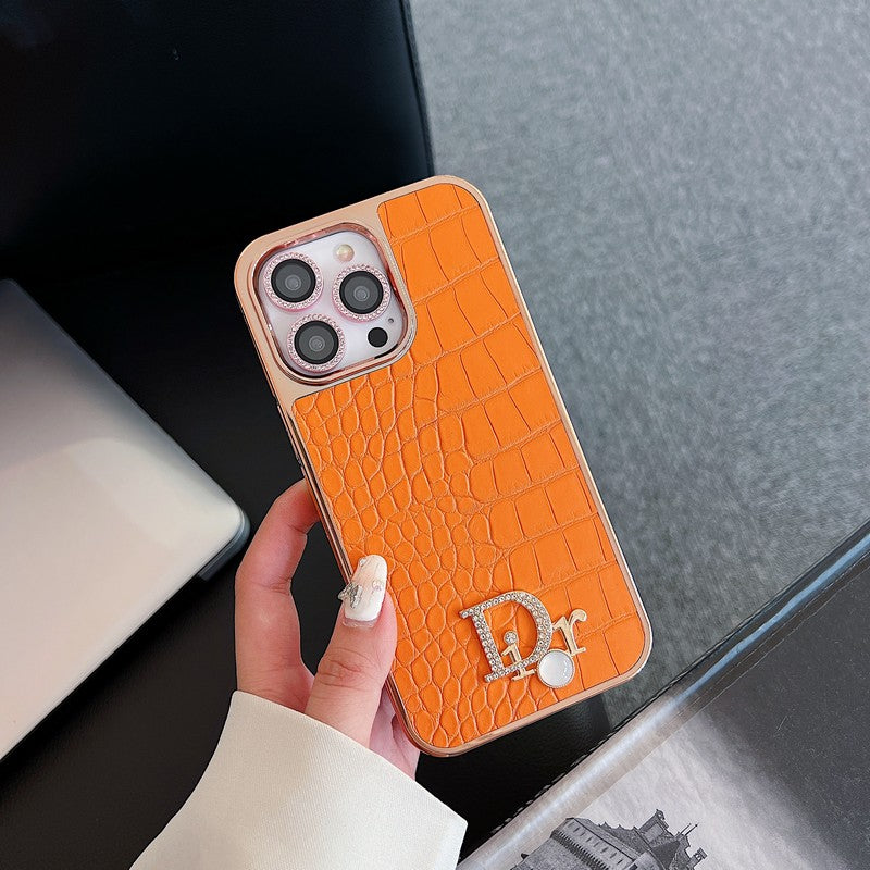 ファッション ダイヤモンド ロゴ ローズゴールド iPhone ケース