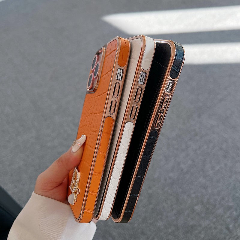 ファッション ダイヤモンド ロゴ ローズゴールド iPhone ケース
