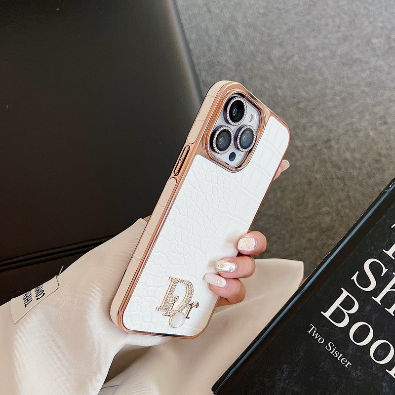 ファッション ダイヤモンド ロゴ ローズゴールド iPhone ケース