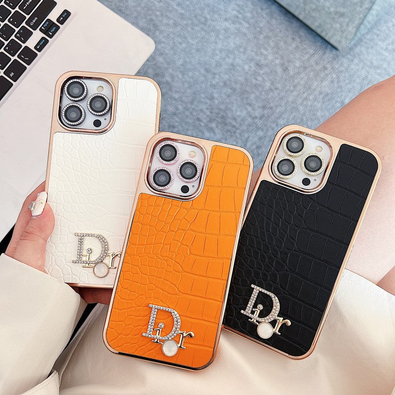 ファッション ダイヤモンド ロゴ ローズゴールド iPhone ケース