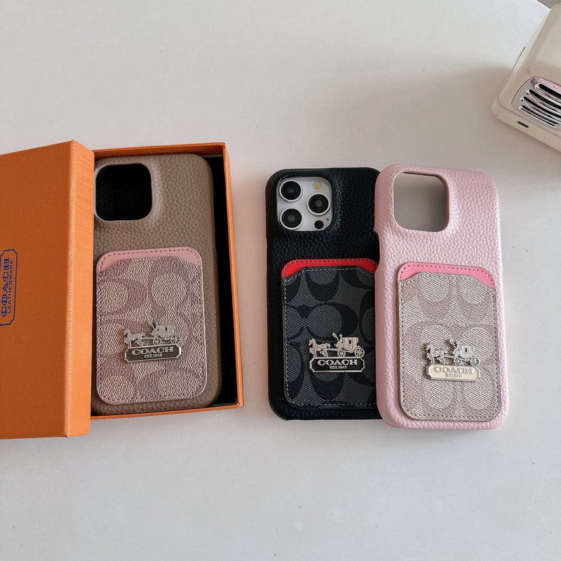 Étui pour iPhone en cuir pour sac à cartes classique