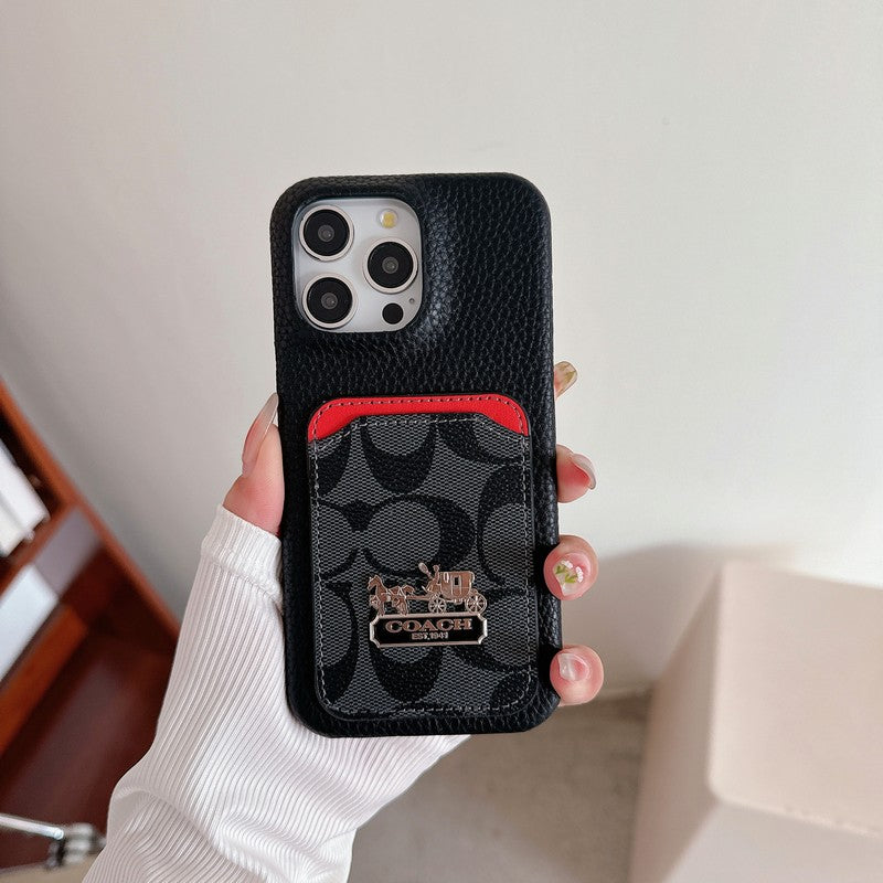 Étui pour iPhone en cuir pour sac à cartes classique