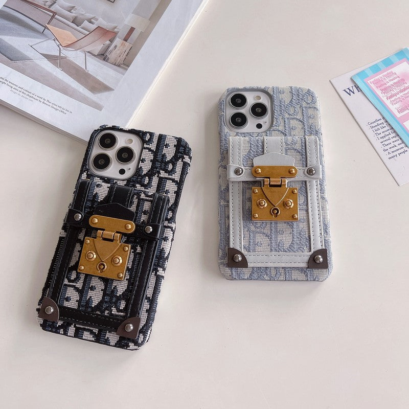 Υφασμάτινη θήκη για iPhone με τσάντα για κάρτες μόδας