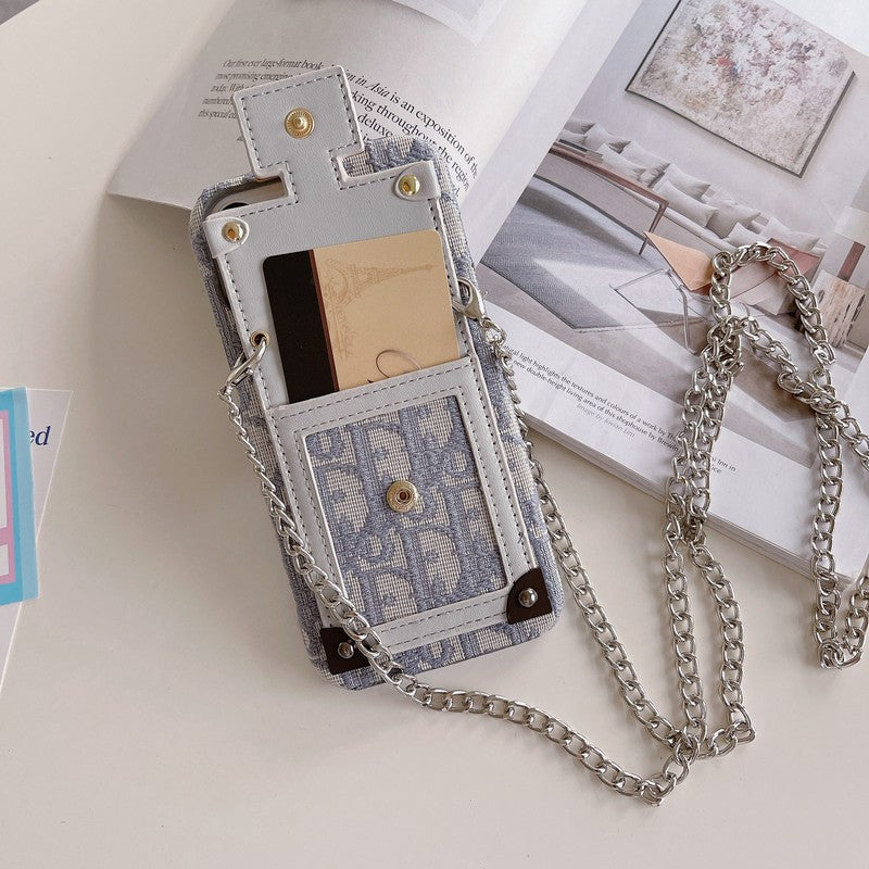 Υφασμάτινη θήκη για iPhone με τσάντα για κάρτες μόδας