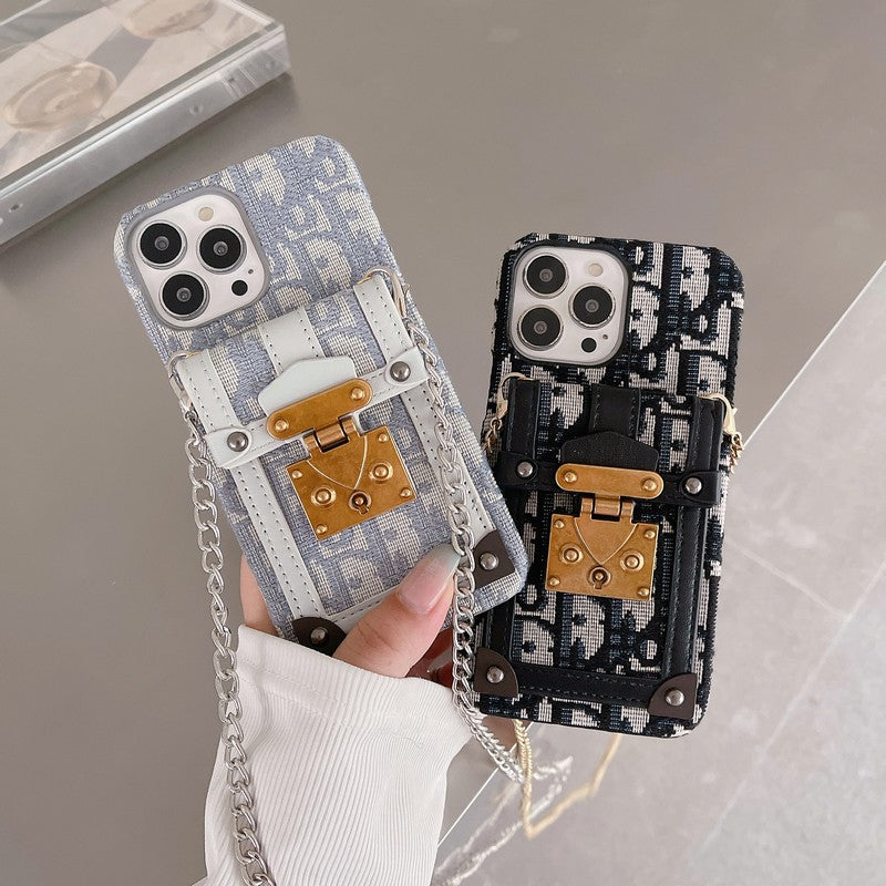 Υφασμάτινη θήκη για iPhone με τσάντα για κάρτες μόδας