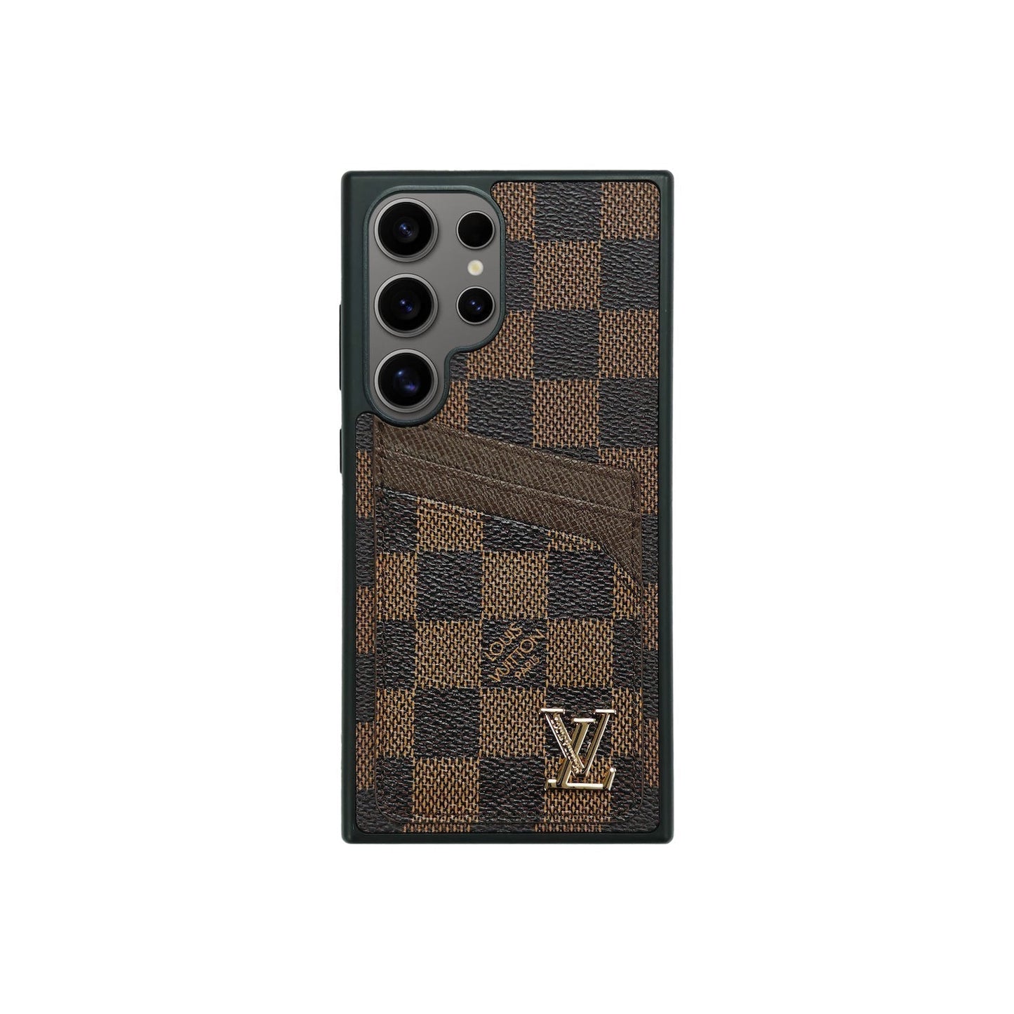 Simpel kortholder tjekket brunt etui | Samsung