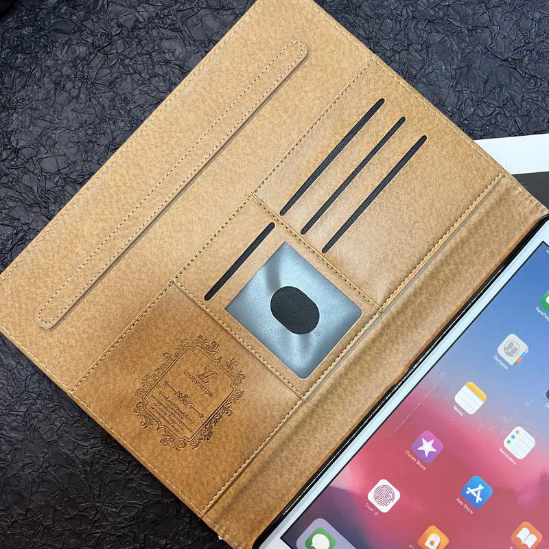 Luksuzna platnena monogram kožna svježa ljetna tematska torbica Apple iPad crna