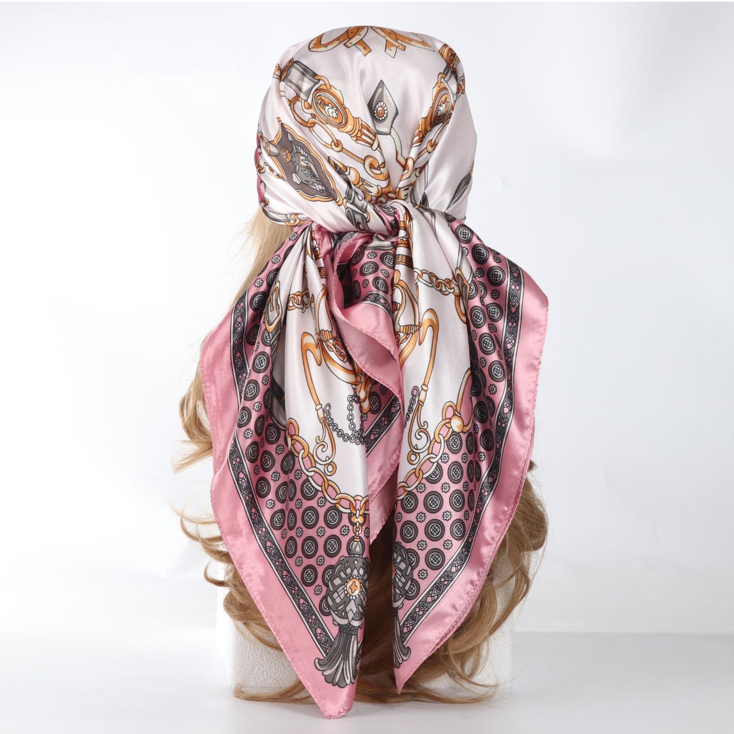 Vintage Chain Print Satin Square Scarf