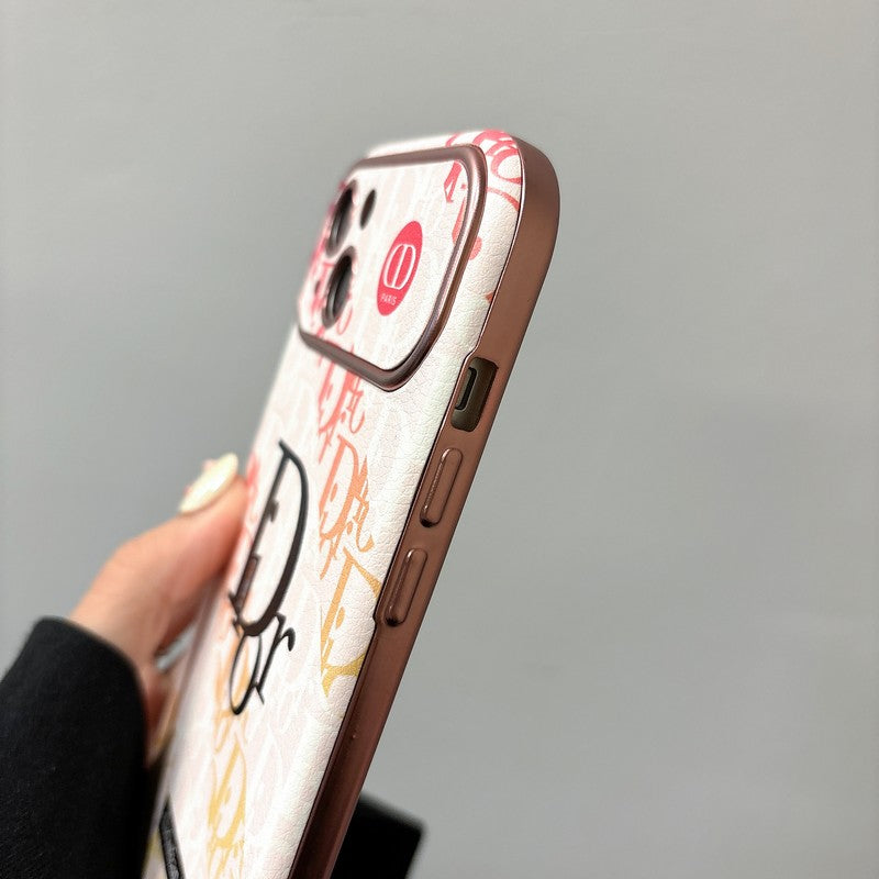 Divat fehér & barna színű bőr iPhone-tok