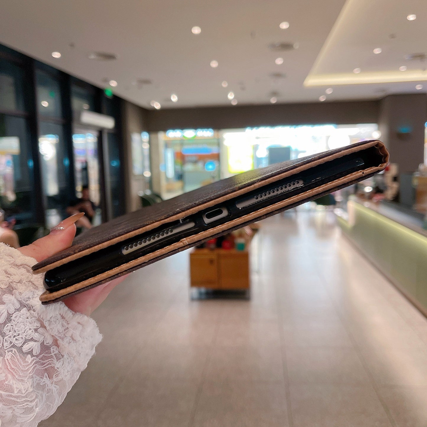 Luxus iPad tok vászon Monogram bőr friss nyári téma mintával