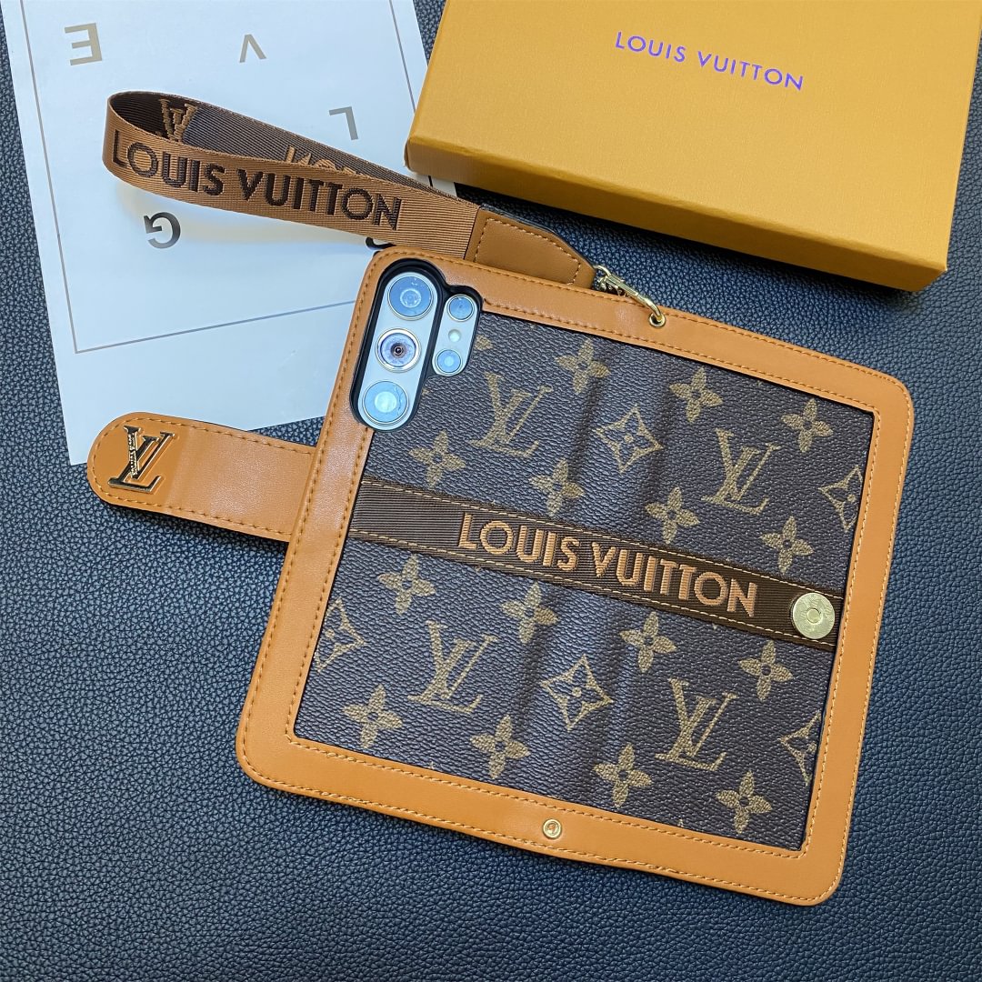 Premium lederen monogram canvas portemonnee kaarthouder hoesje Samsung Galaxy