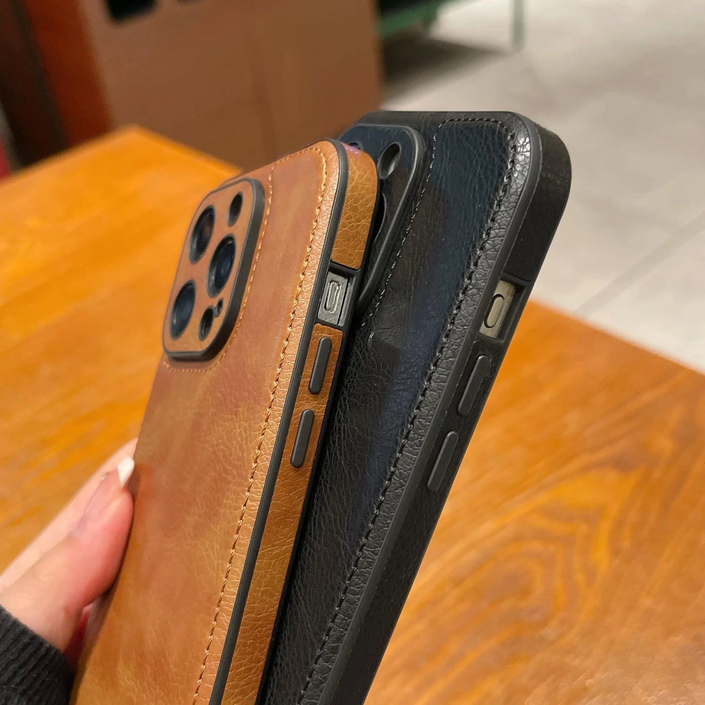 Premium Vintage -nahkainen iPhone-kotelo – Soft Touch iskunkestävä suojakuori
