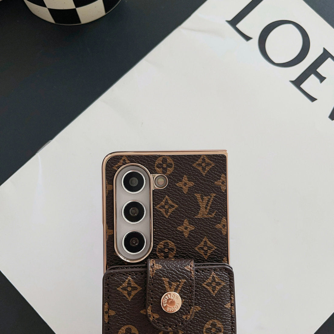 LUKSUS ELEKTROPLATERENDE MONOGRAM KORTHOLDER CROSSBODY SAMSUNG Z FOLD EKSKE