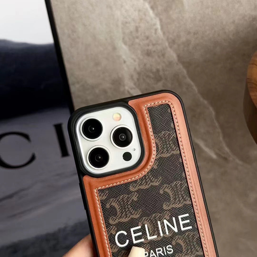 Svart Celine iPhone-fodral med rem-SZ231124