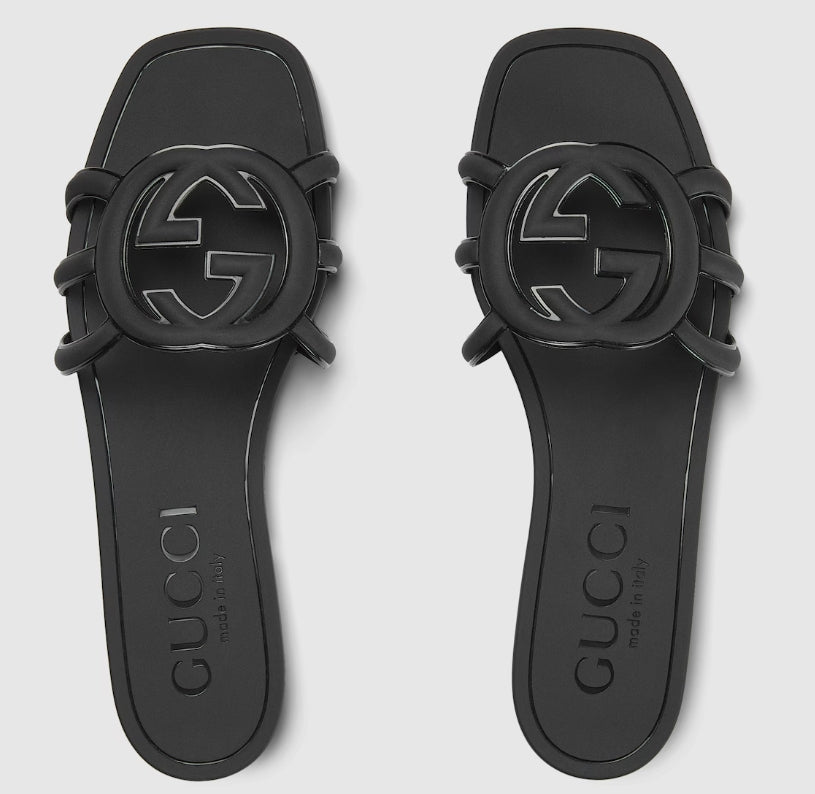 Slides Minimal Luxe Double G Logo – Sandálias planas chiques para o dia a dia