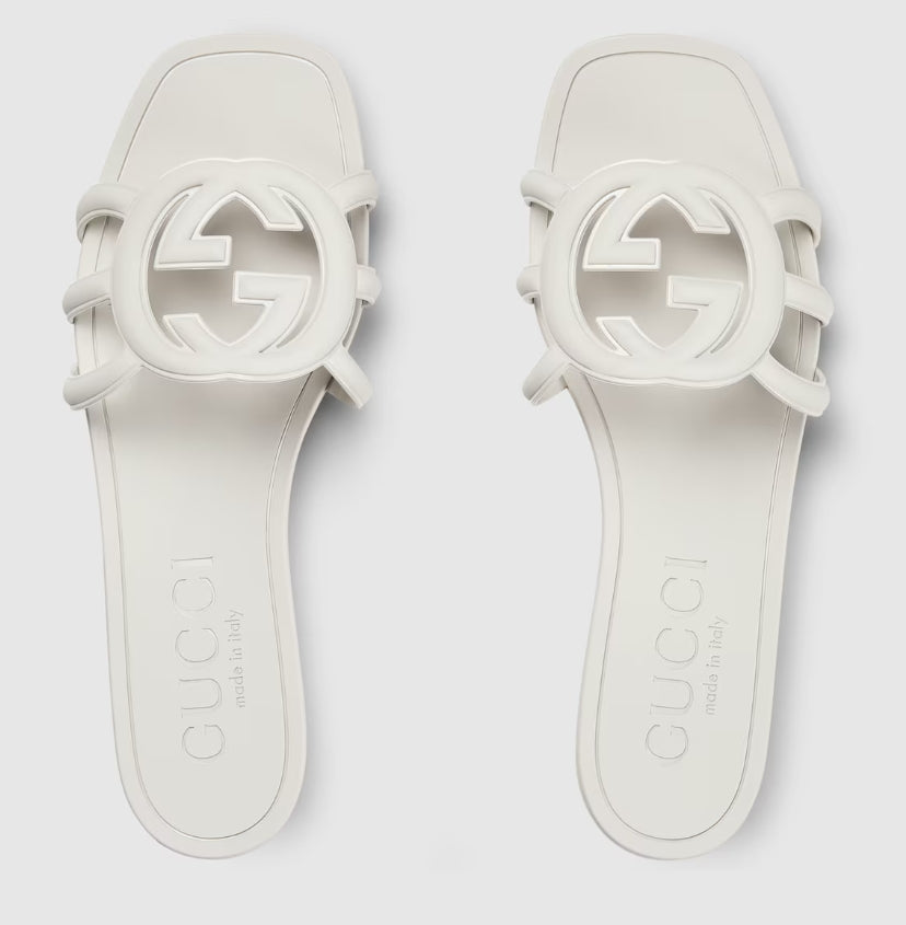 Slides Minimal Luxe Double G Logo – Sandálias planas chiques para o dia a dia