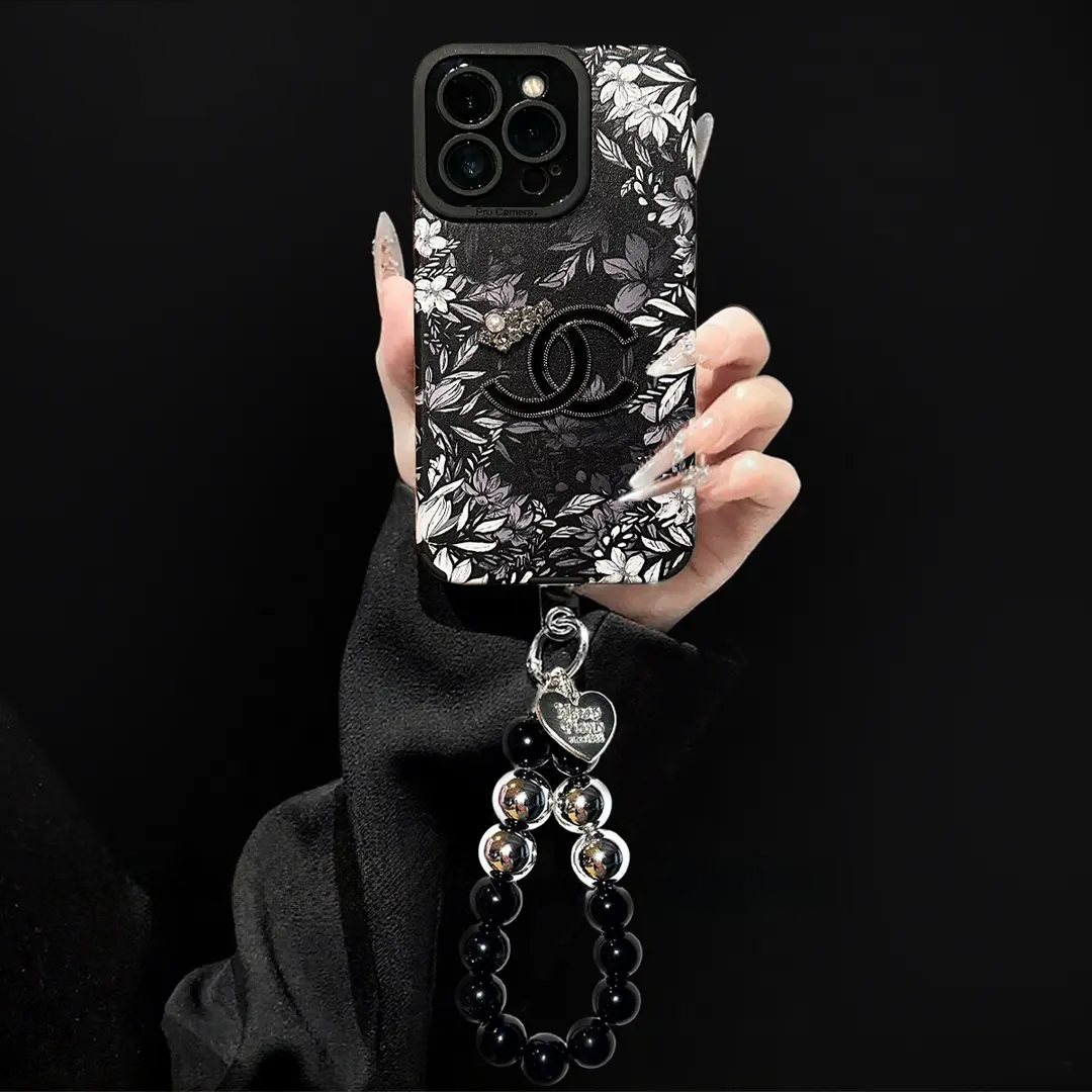 IPhone用高級ラムスキンレザー花柄ケース - レンズ全体を保護