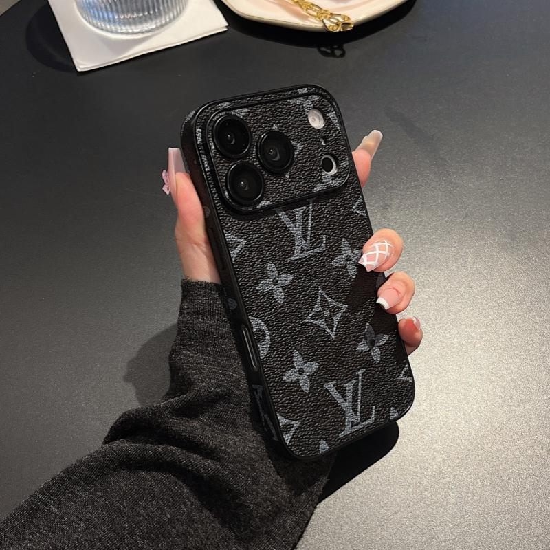 Funda premium para iPhone con textura de cuero y monograma