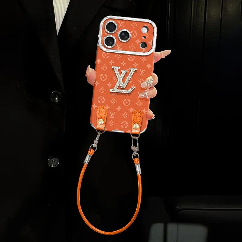 Capa de telefone crossbody luxuosa com alça