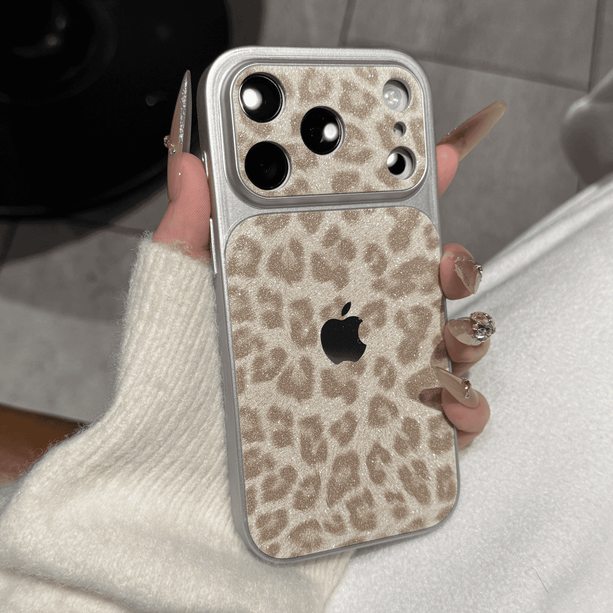 Θήκη τηλεφώνου Leopard Print Glitter — Αφρώδης προστασία με κομψή σχεδίαση