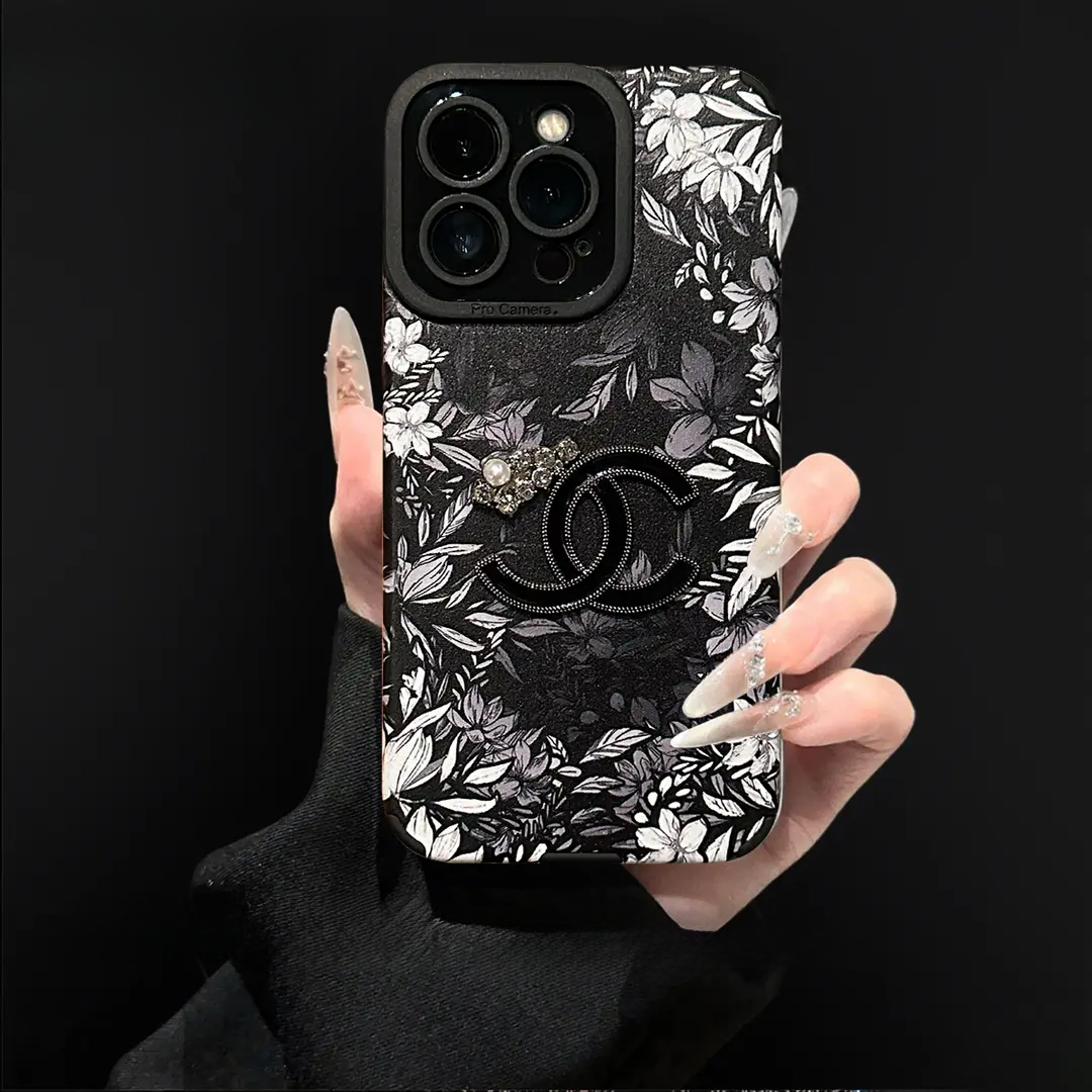 IPhone用高級ラムスキンレザー花柄ケース - レンズ全体を保護