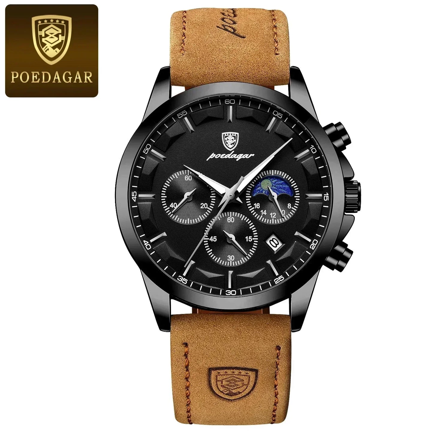 Poedagar ChronoLuxe Sport – Luxe chronograaf quartzhorloge