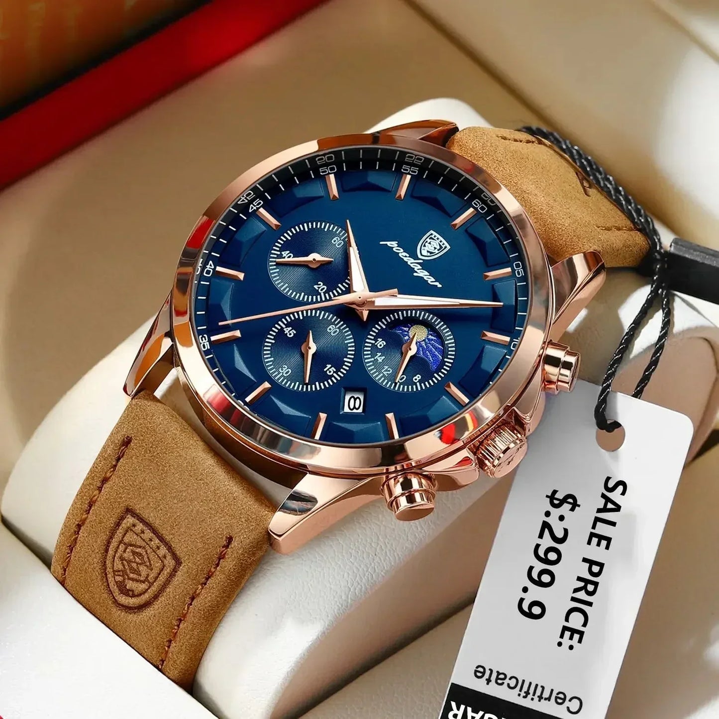 Poedagar ChronoLuxe Sport – Luxe chronograaf quartzhorloge