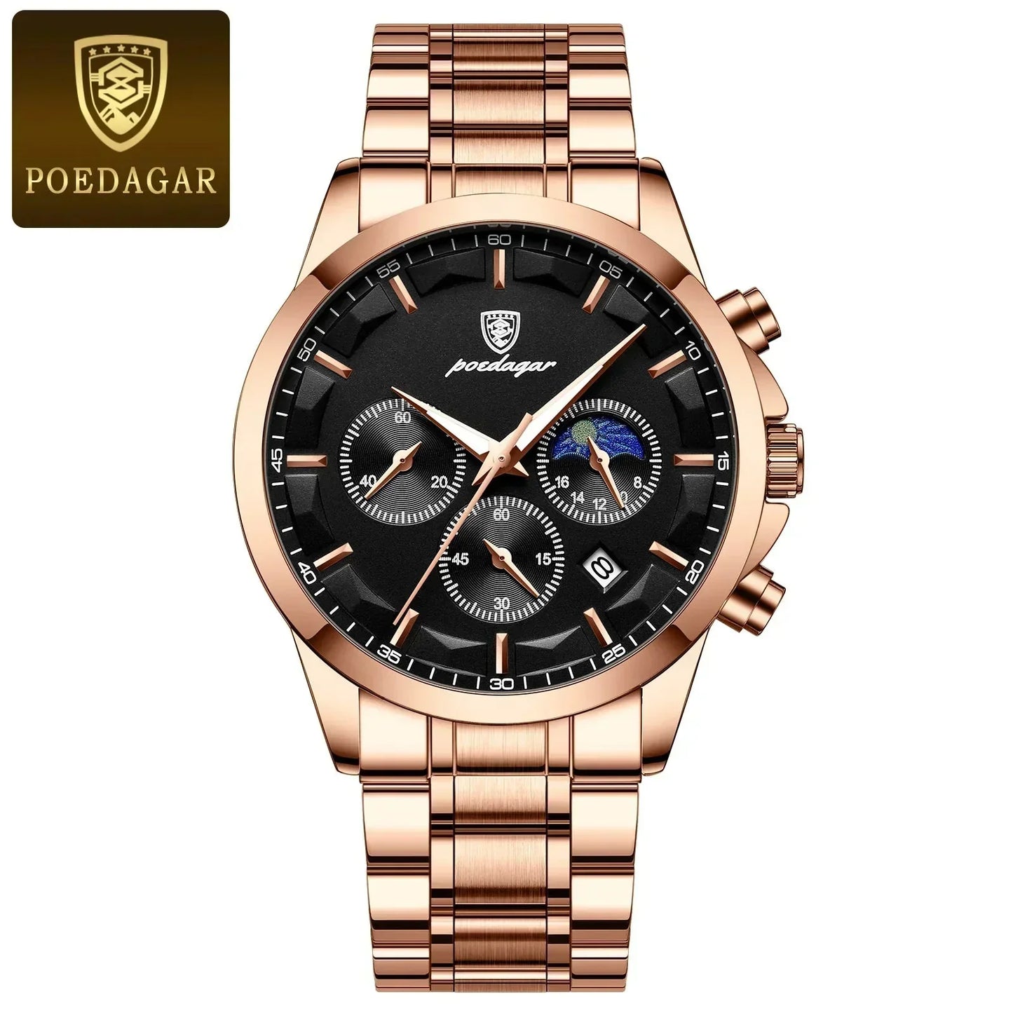 Poedagar ChronoLuxe Sport – Luxe chronograaf quartzhorloge