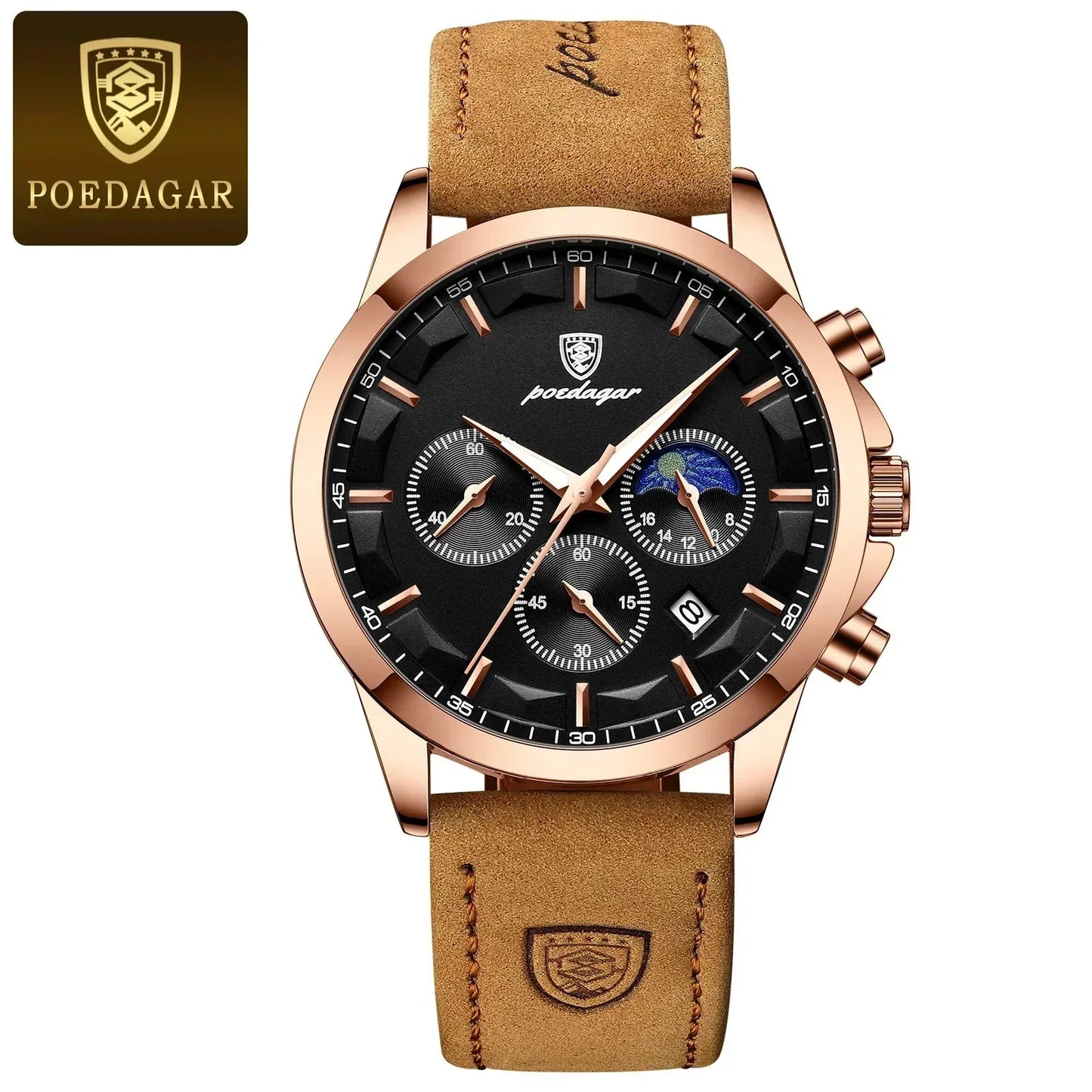 Poedagar ChronoLuxe Sport – Luxe chronograaf quartzhorloge